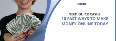 Woman holding a fan of dollar bills, a visual for finding quick cash online.
