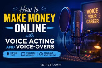 Voice acting infographic highlighting key skills: consistency, cold reading, vocal range, mic technique, and self-direction.