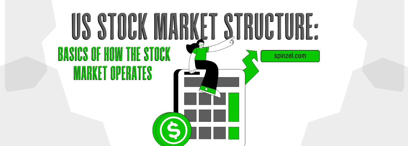 US Stock Market Structure: A person sitting on a calculator with an upward trend arrow.