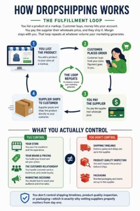 Infgraph showing how to make money with online store - dropshipping